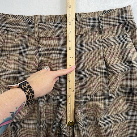 Old Navy Sz L Taylor Wide Leg Trouser Pants Pleated High Waisted Straight Plaid - Picture 12 of 15